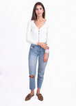Blusa manga larga con encaje para mujer - Flashy