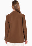 Blazer con bolsillos color café para mujer - Flashy