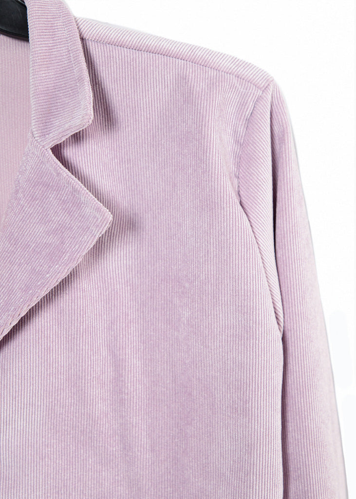 Blazer tipo sastre corto de corduroy color lila para mujer - Flashy