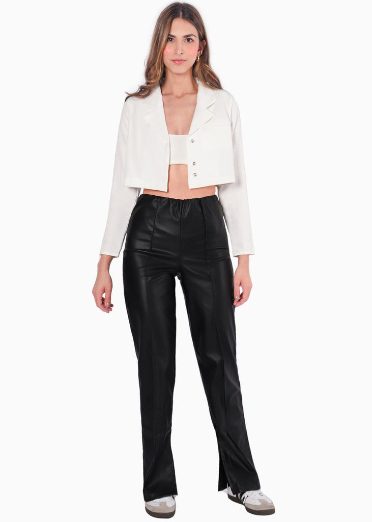 Blazer corto color blanco, marfil para mujer - Flashy