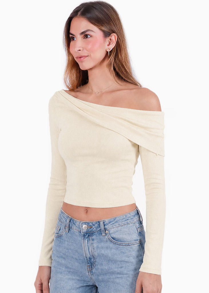 Blusa asimétrica manga larga - CATICA
