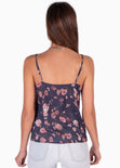 Blusa con estampado de flores y encaje en escote para mujer - Flashy