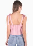 Blusa corta de tiras con anudados y lentejuelas para mujer - Flashy