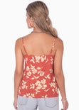 Blusa corta de tiras estampada y escote en encaje color terracota, rojo para mujer - Flashy