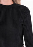 Blusa corta manga larga con cuello alto color negro para mujer - Flashy