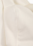 Blusa crop manga larga con escote cuadrado color blanco, marfil para mujer - Flashy