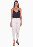 Blusa de tiras con cadenas y frente cruzado color azul para mujer - Flashy