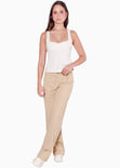 Blusa de tiras con recogido en escote color blanco, marfil para mujer - Flashy