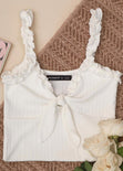 Blusa de tiras con ruche y escote anudado color blanco para mujer - Flashy