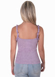 Blusa de tiras con ruche y escote anudado color lila, morado para mujer - Flashy