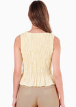 Blusa de tiras en nido de abeja - BANANO.AMARILLO