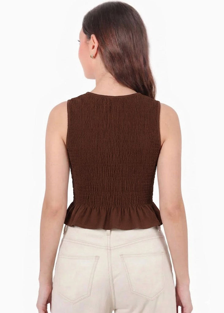 Blusa de tiras en nido de abeja - BANANO.CAFE