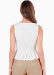 Blusa de tiras en nido de abeja - BANANO