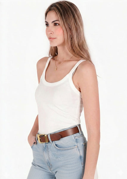 Blusa de tiras tipo esqueleto color blanco, marfil para mujer - Flashy
