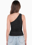 Blusa drapeada con tira un hombro - CACAO