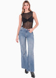 Blusa en mesh con top drapeado en polilicra- GLOW