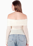 Blusa encaje off shoulder con recogidos en fajón - MANZANA