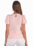 Blusa manga corta con mangas embombadas color rosado para mujer - Flashy