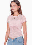 Blusa manga corta en encaje con top interno - RIVAS.ROSA