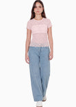 Blusa manga corta en encaje con top interno - RIVAS.ROSA