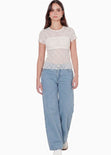 Blusa manga corta en encaje con top interno - RIVAS