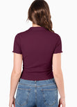 Blusa manga corta polo con cuello y perilla - ORQUIDEA.UVA
