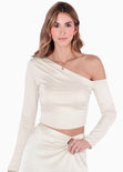 Blusa manga larga acampanada con hombro descubierto - SPARKLE
