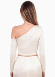 Blusa manga larga acampanada con hombro descubierto - SPARKLE