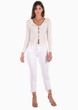 Blusa manga larga con botones de perlas y boleros para mujer - Flashy