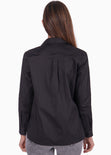 Camisa manga larga con botones y cuello color negro para mujer - Flashy