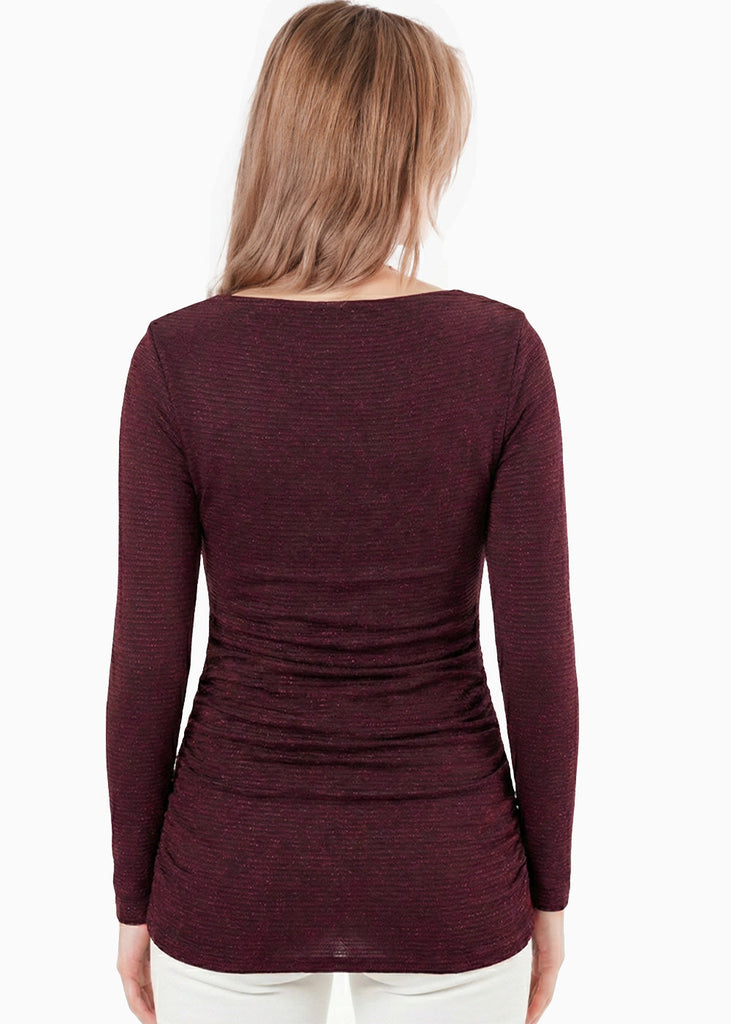 Blusa manga larga con escote drapeado - FILADELFIA