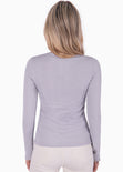 Blusa manga larga con herraje de aro en escote color lila, morado para mujer - Flashy