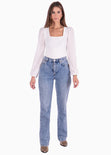 Blusa manga larga con mangas en transparencia para mujer - Flashy