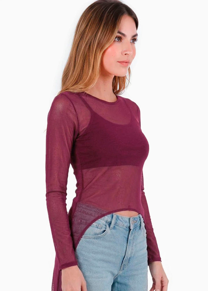 Blusa manga larga con top interno y cola  - ATACAMA