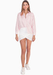 Blusa manga larga de botones color rosado para mujer - Flashy