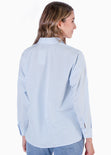 Blusa manga larga de botones color azul para mujer - Flashy