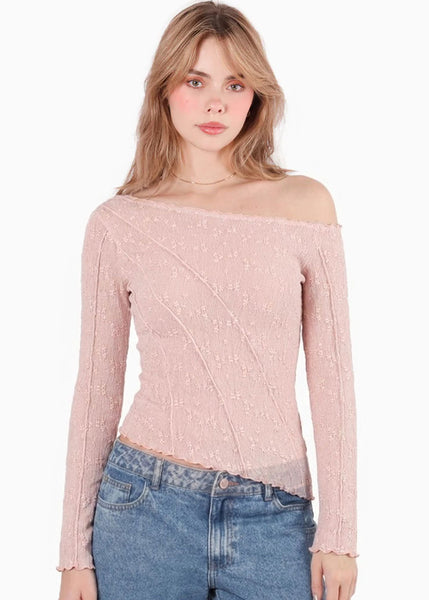 Blusa manga larga en tela de encaje - GRANADA