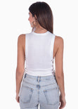 Blusa manga sisa con anudados en costados color blanco para mujer - Flashy