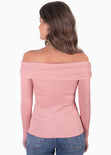 Blusa off shoulder cruzada color rosado para mujer - Flashy
