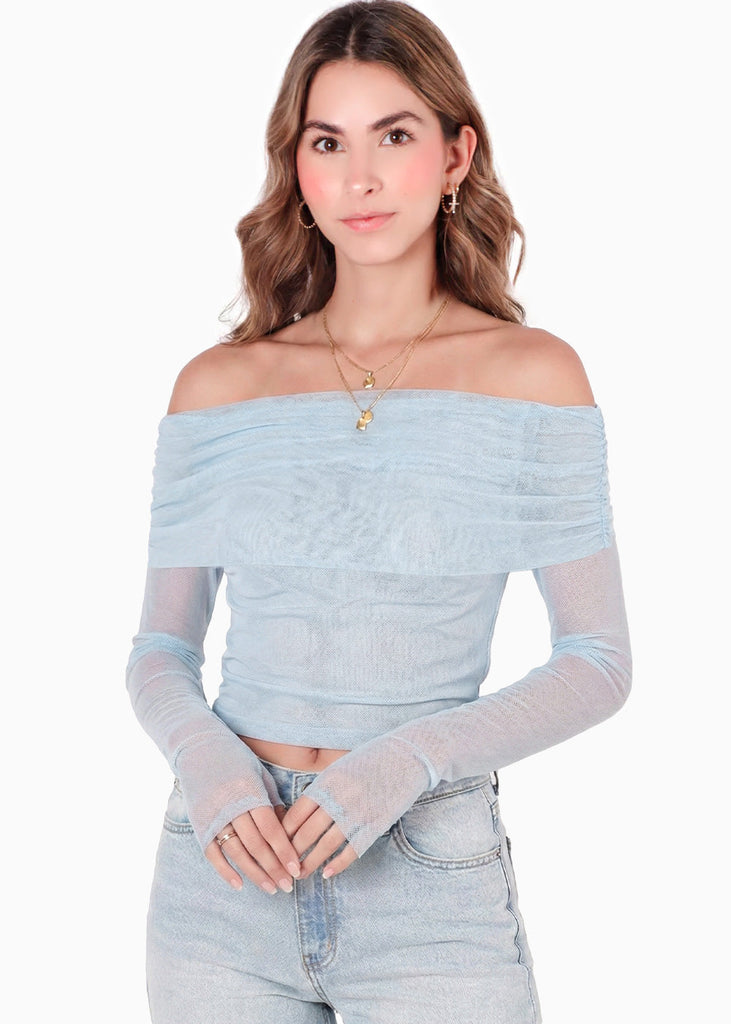 Blusa off shoulder manga larga - YONAGUNI