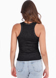 Blusa sin mangas con efecto brillo color negro para mujer - Flashy