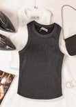 Blusa sin mangas con efecto brillo color negro para mujer - Flashy