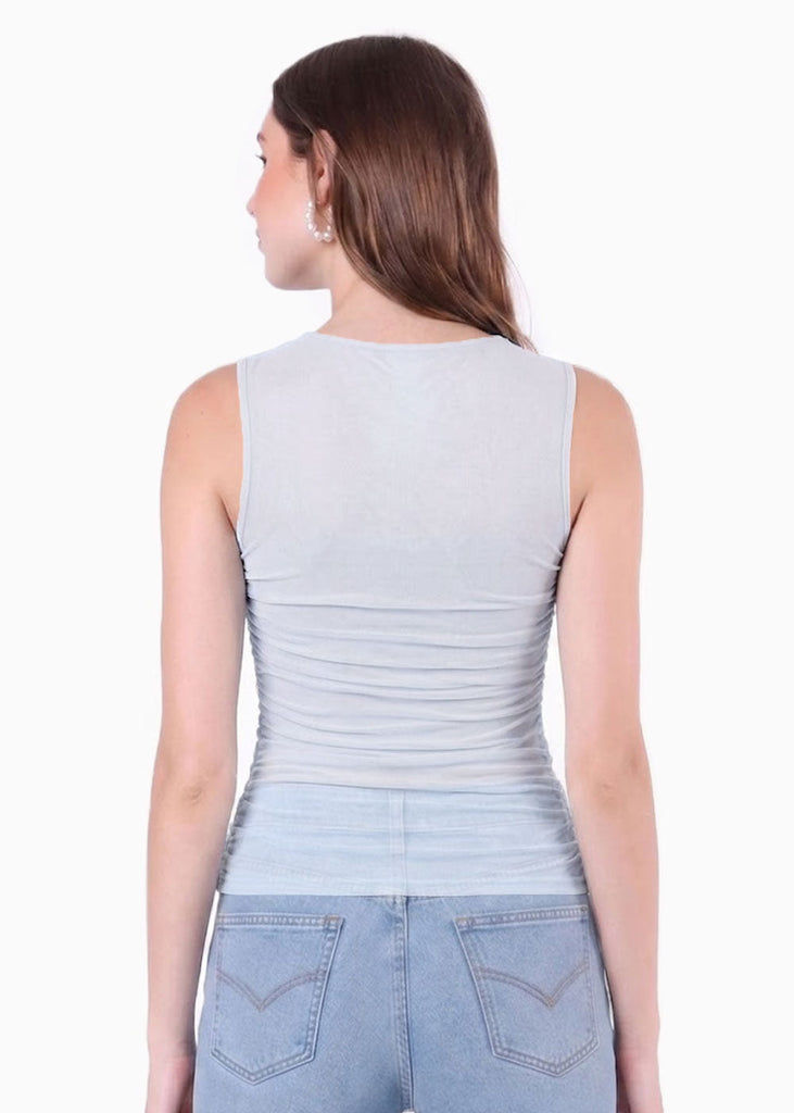 Blusa sin mangas con recogido en el frente - CORONADO