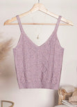 Blusa tejida de tiras con escote en v color lila para mujer - Flashy