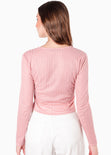 Blusa tipo cardigan con perilla y botones color rosado para mujer - Flashy