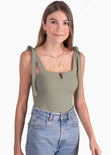 Body con anudados en tiras color verde para mujer - Flashy