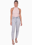Body con cuello halter y espalda descubierta color rosado para mujer - Flashy