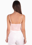 Body de tiras con entorchado en escote color rosado para mujer - Flashy