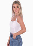 Body de tiras con escote cuadrado color blanco, marfil para mujer - Flashy