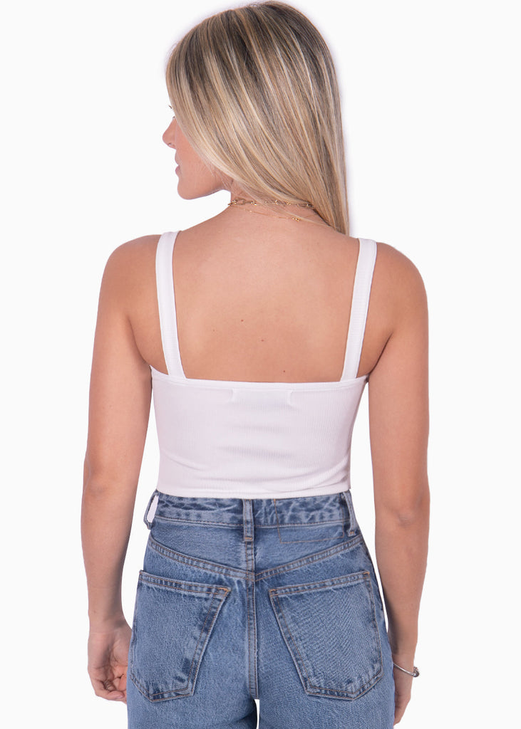 Body de tiras con escote cuadrado color blanco, marfil para mujer - Flashy